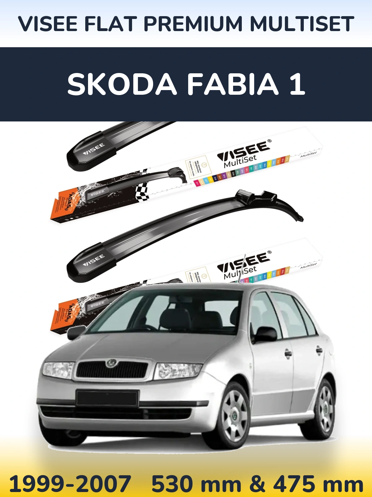 Torkarblad VISEE FLAT PREMIUM MultiSet för Skoda Fabia 1