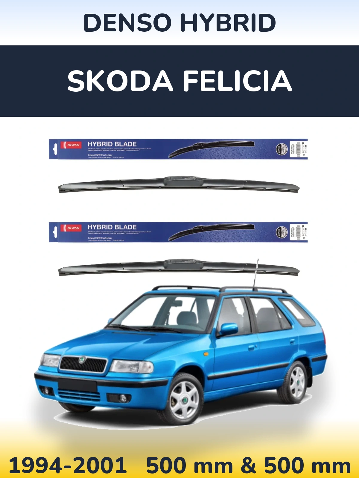 Torkarblad Denso Hybrid för Skoda Felicia