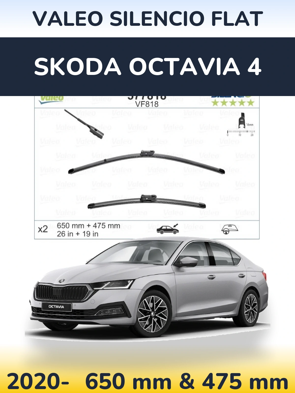 Torkarblad Valeo Silencio Flat för Skoda Octavia 4
