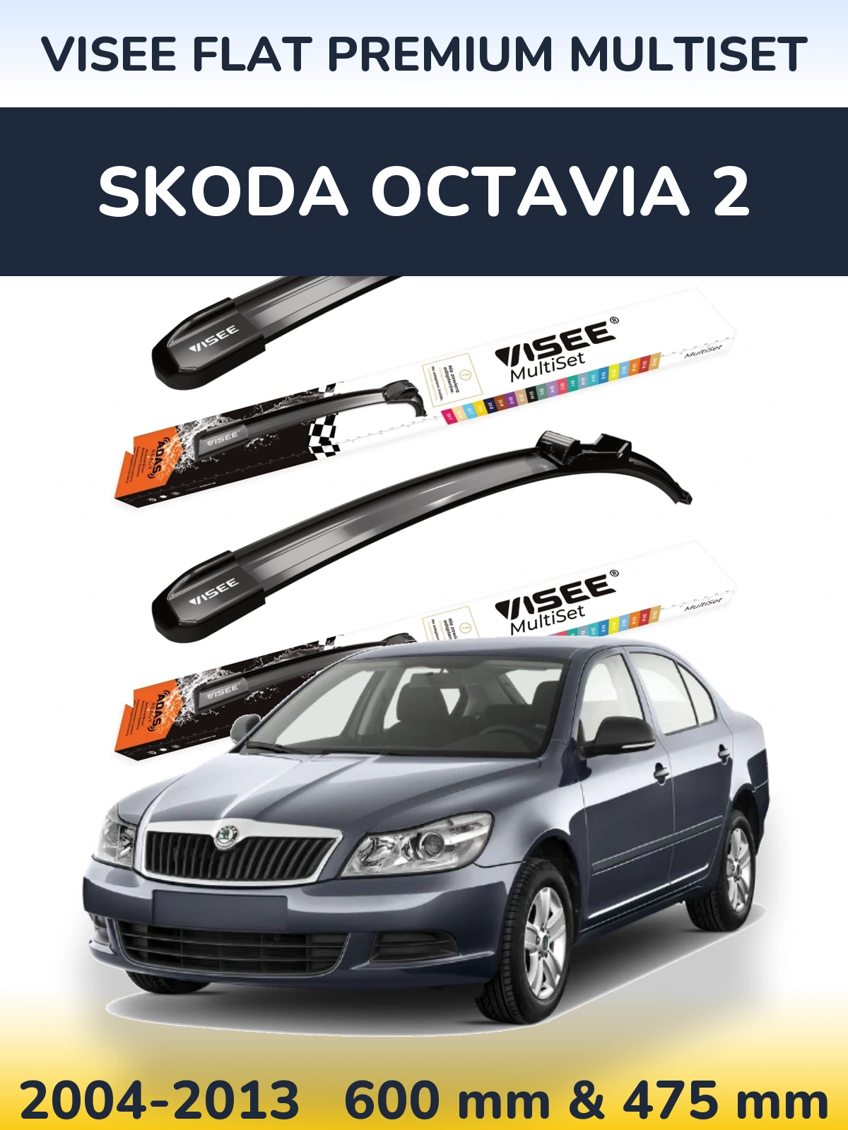 Torkarblad VISEE FLAT PREMIUM MultiSet för Skoda Octavia 2