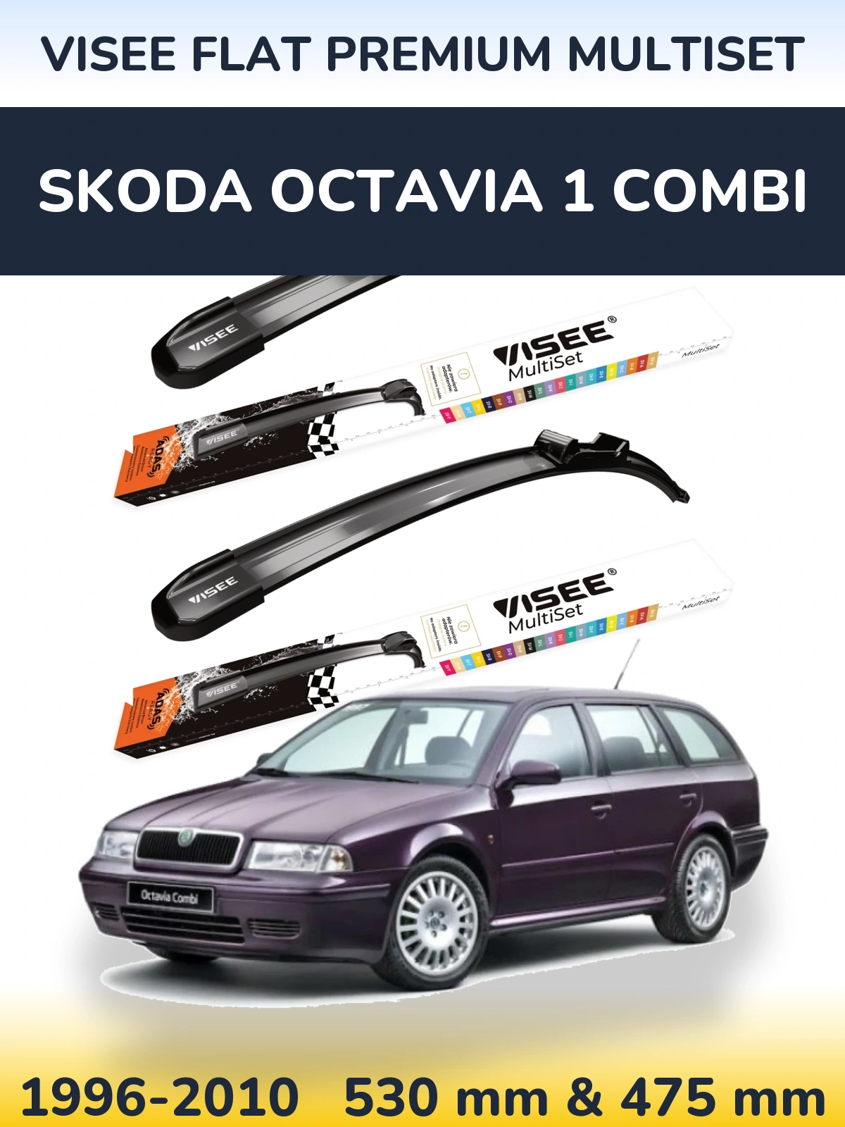 Torkarblad VISEE FLAT PREMIUM MultiSet för Skoda Octavia 1 Combi