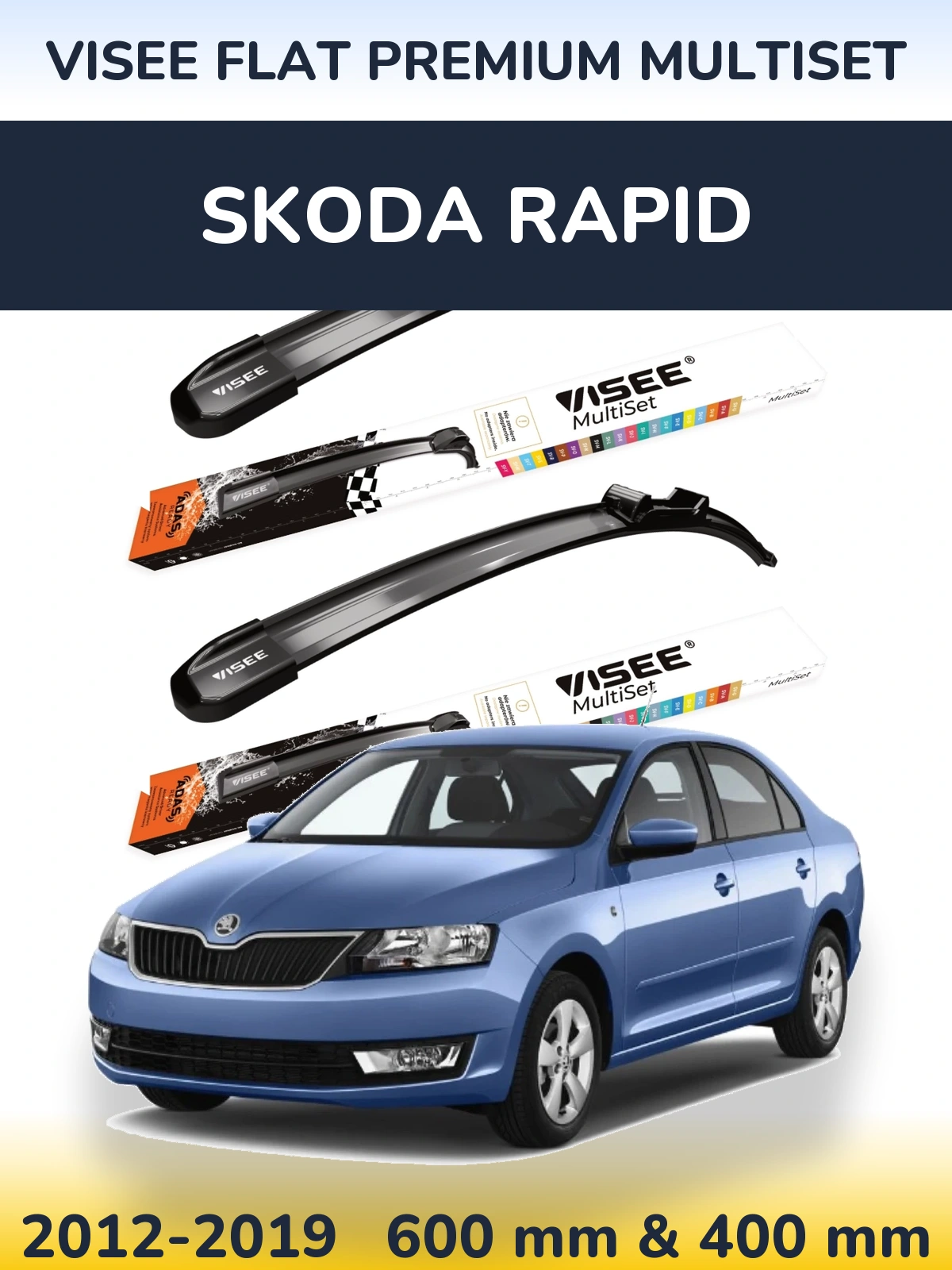 Torkarblad VISEE FLAT PREMIUM MultiSet för Skoda Rapid