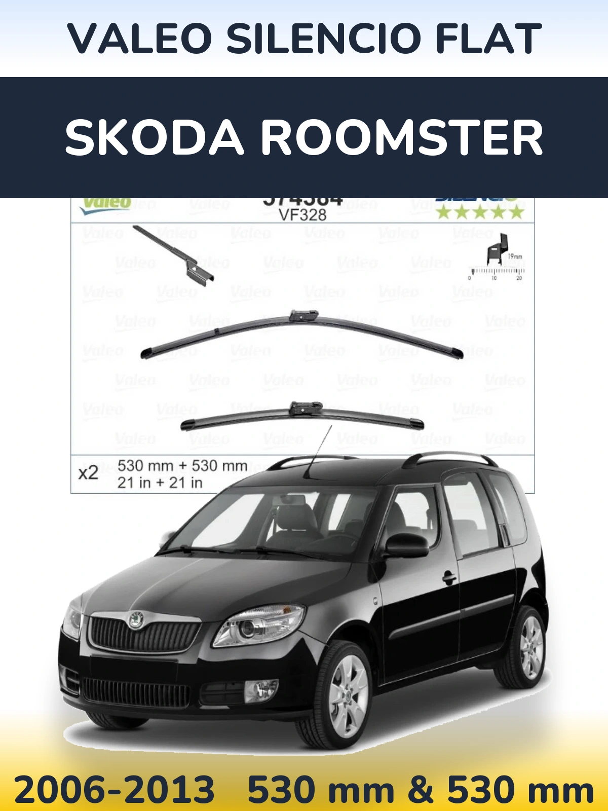 Torkarblad Valeo Silencio Flat för Skoda Roomster