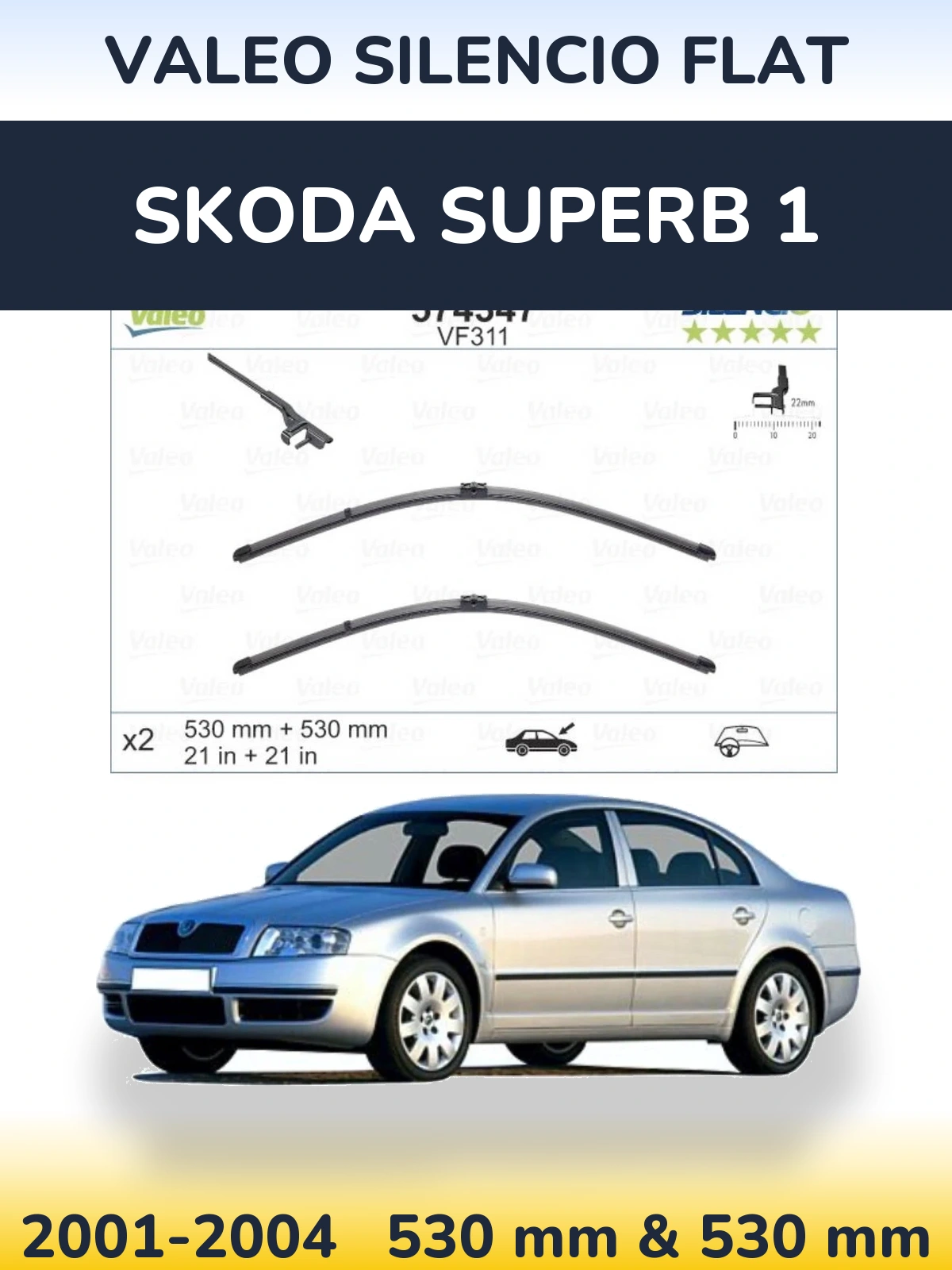 Torkarblad Valeo Silencio Flat för Skoda Superb 1