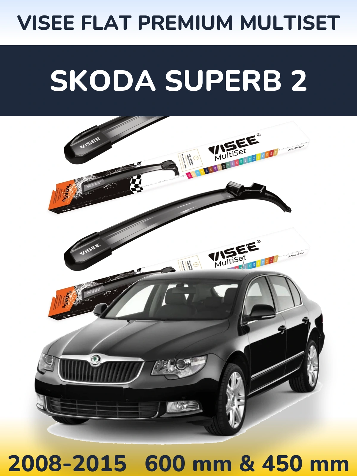 Torkarblad VISEE FLAT PREMIUM MultiSet för Skoda Superb 2