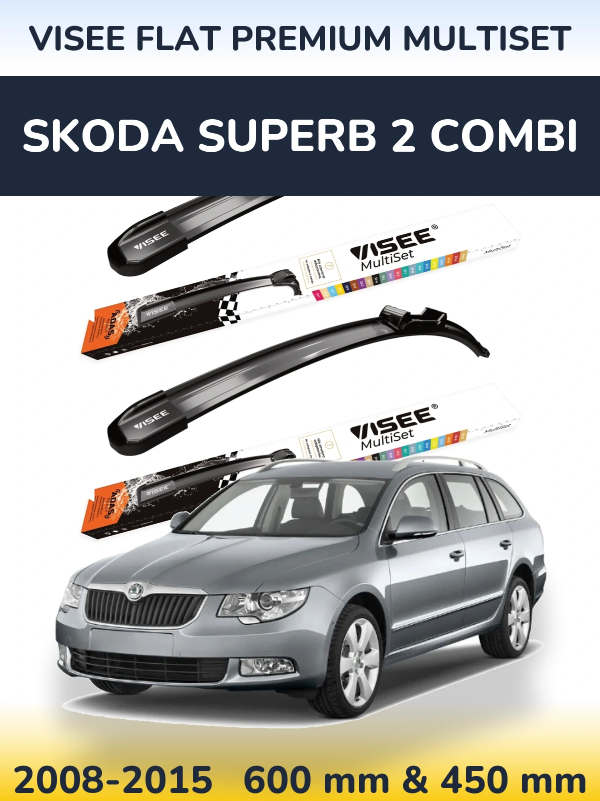 Torkarblad VISEE FLAT PREMIUM MultiSet för Skoda Superb 2 Combi
