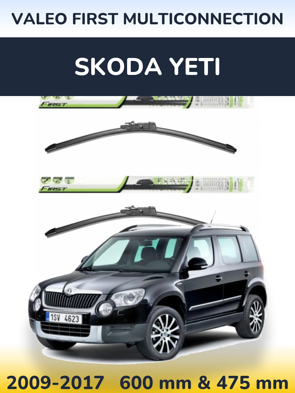 Комплект передніх щіток Valeo First MultiConnection 600 & 475 мм для Skoda Yeti 2009-2017