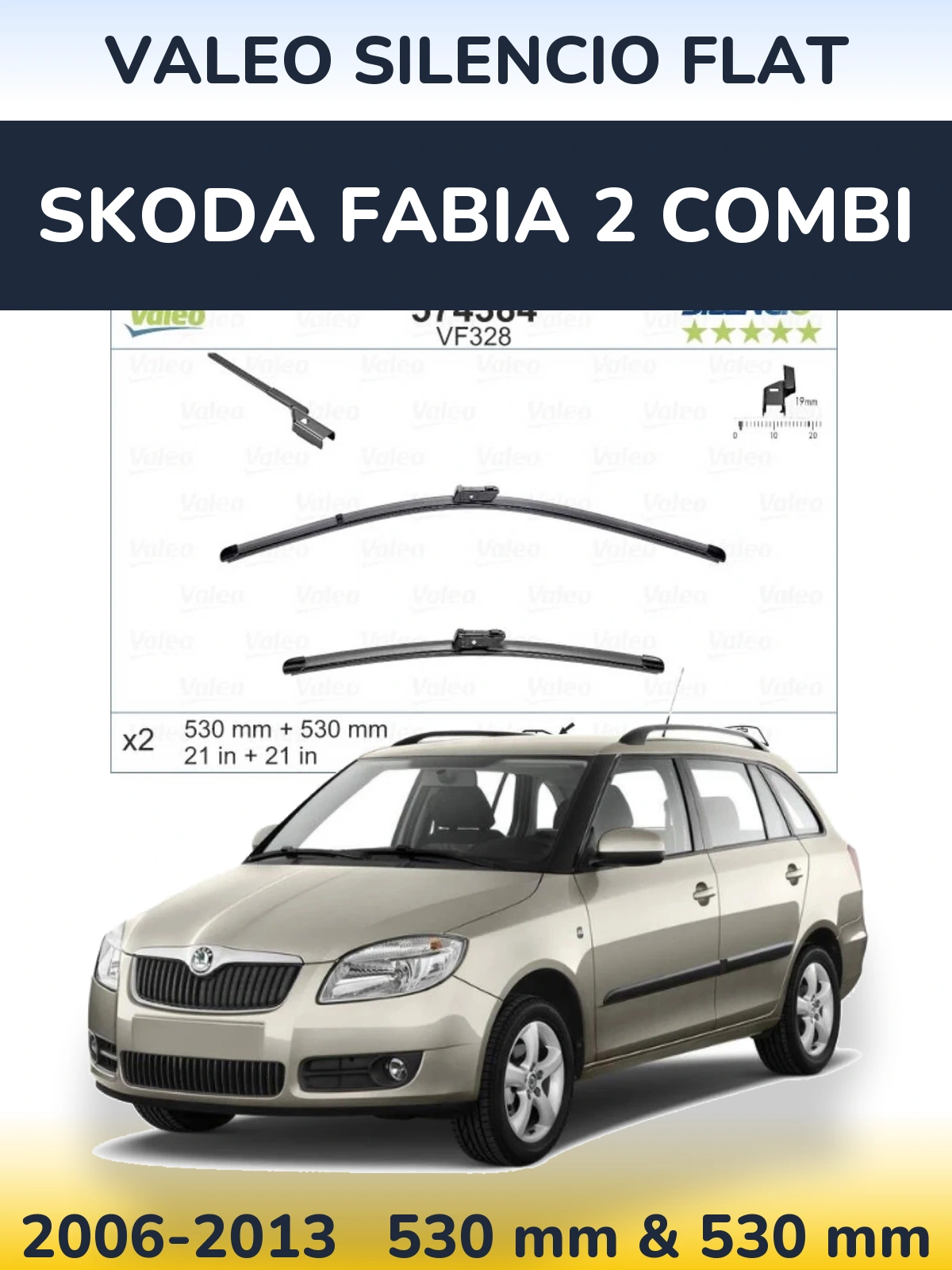 Torkarblad Valeo Silencio Flat för Skoda Fabia 2 Combi