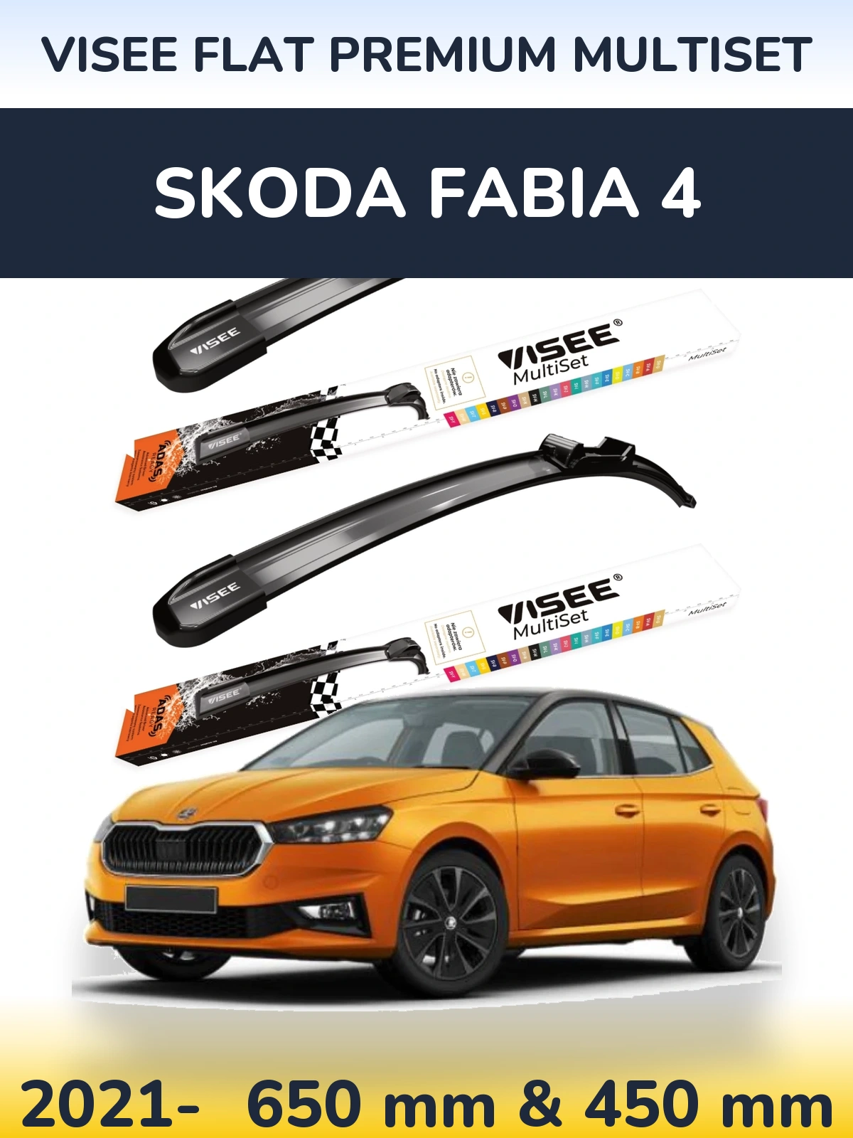 Torkarblad VISEE FLAT PREMIUM MultiSet för Skoda Fabia 4