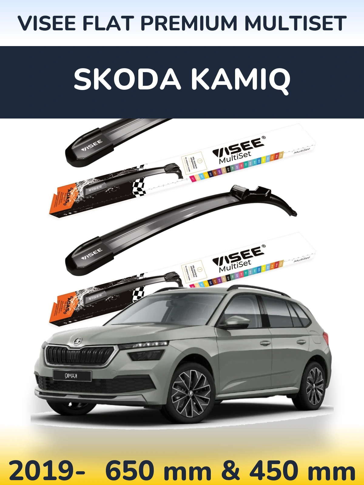Torkarblad VISEE FLAT PREMIUM MultiSet för Skoda Kamiq