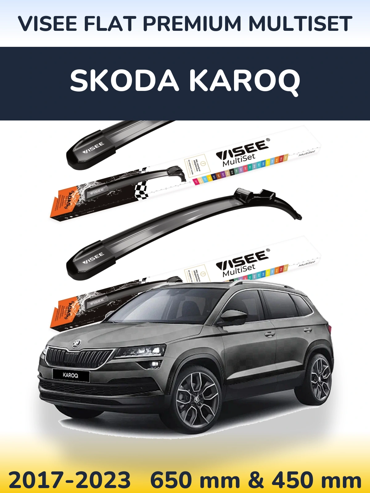 Torkarblad VISEE FLAT PREMIUM MultiSet för Skoda Karoq
