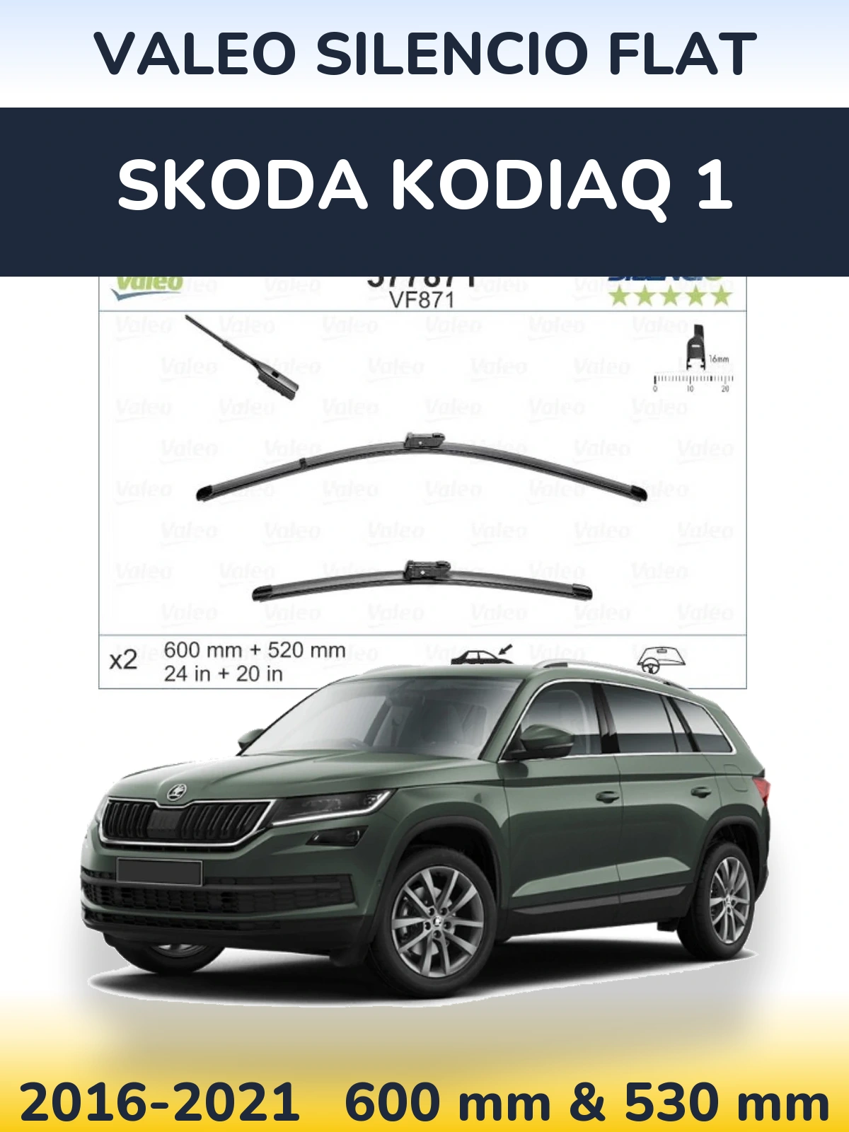 Torkarblad Valeo Silencio Flat för Skoda Kodiaq 1