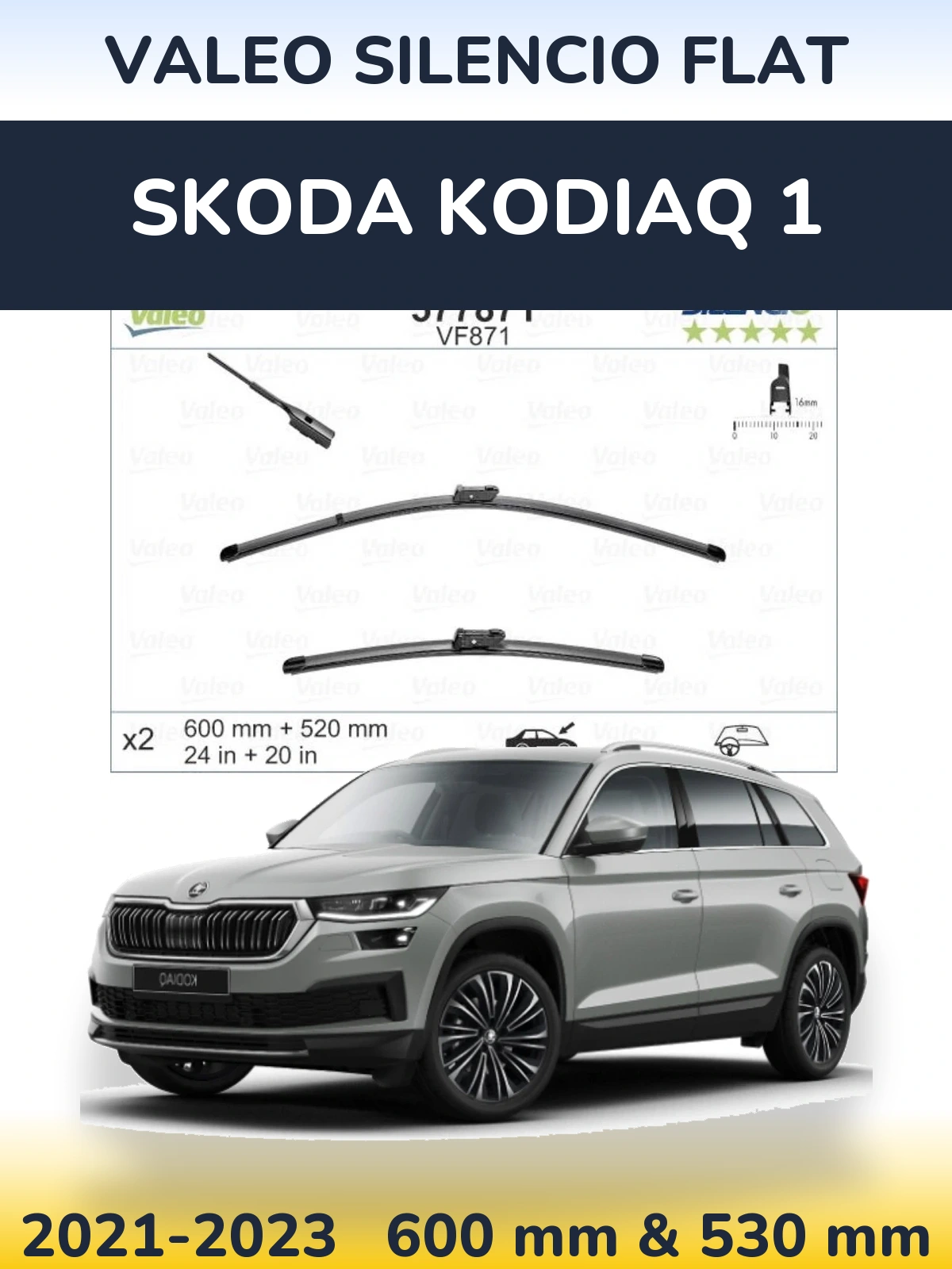 Torkarblad Valeo Silencio Flat för Skoda Kodiaq 1