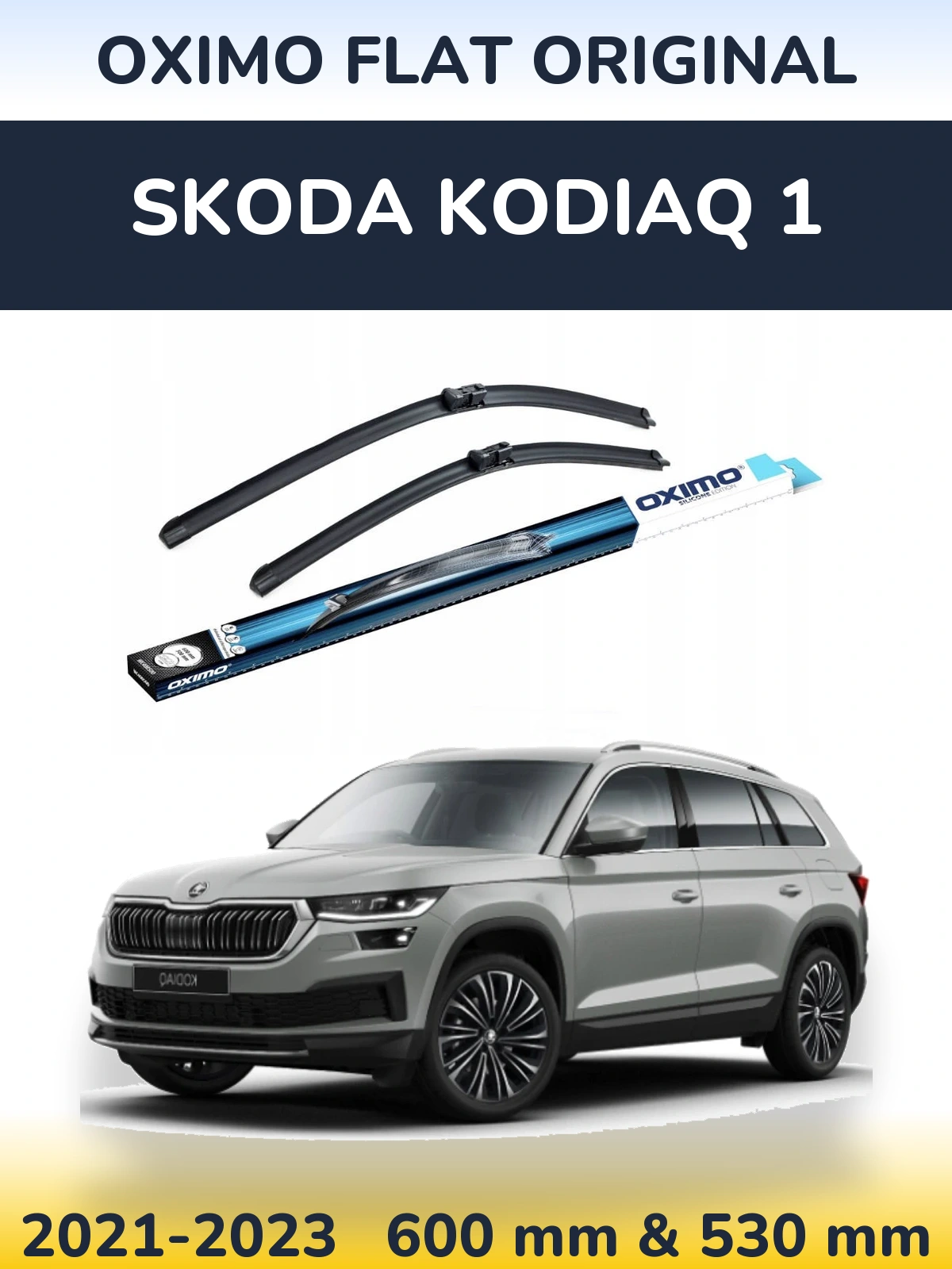 Комплект передних дворников Oximo Flat Original 600 & 530 мм для Skoda Kodiaq 1 2021-2023