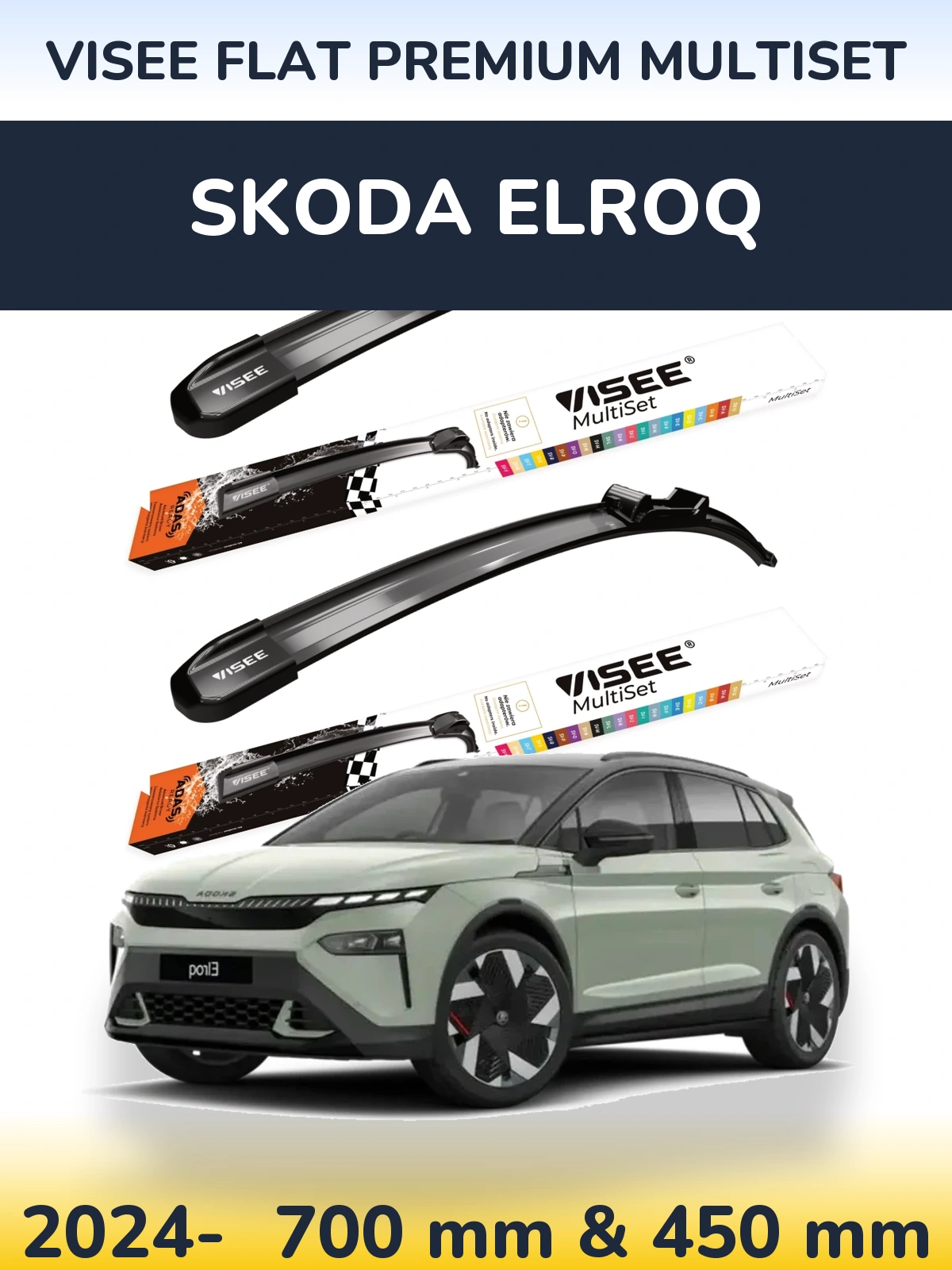 Torkarblad VISEE FLAT PREMIUM MultiSet för Skoda Elroq