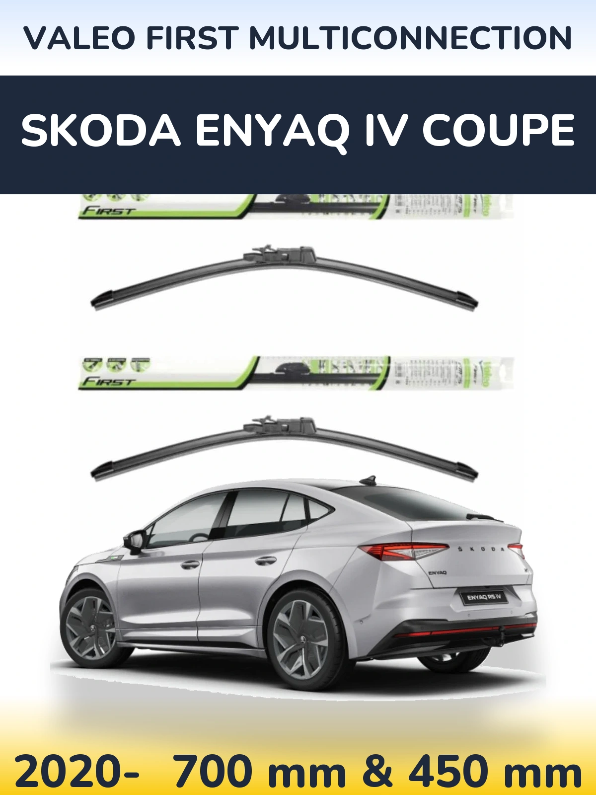 Комплект передних дворников Valeo First MultiConnection 700 & 450 мм для Skoda Enyaq iV Coupe 2020-2026