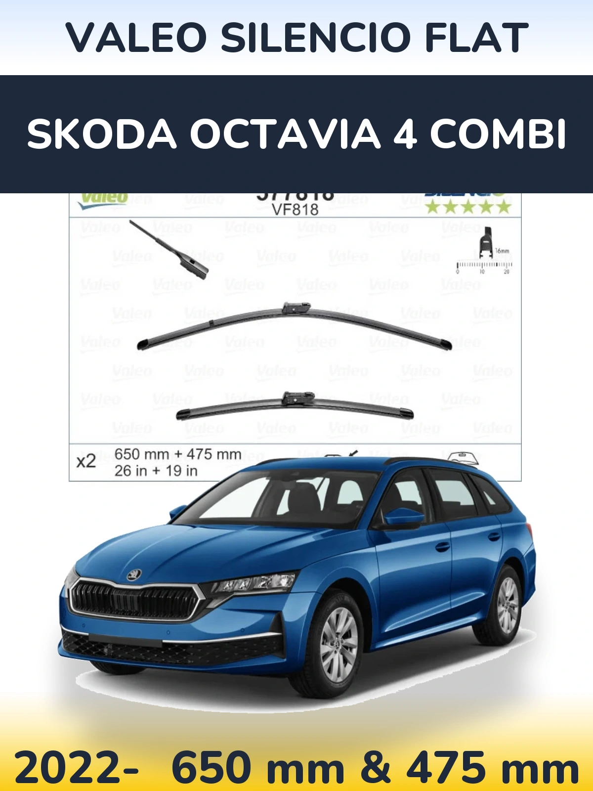 Torkarblad Valeo Silencio Flat för Skoda Octavia 4 Combi
