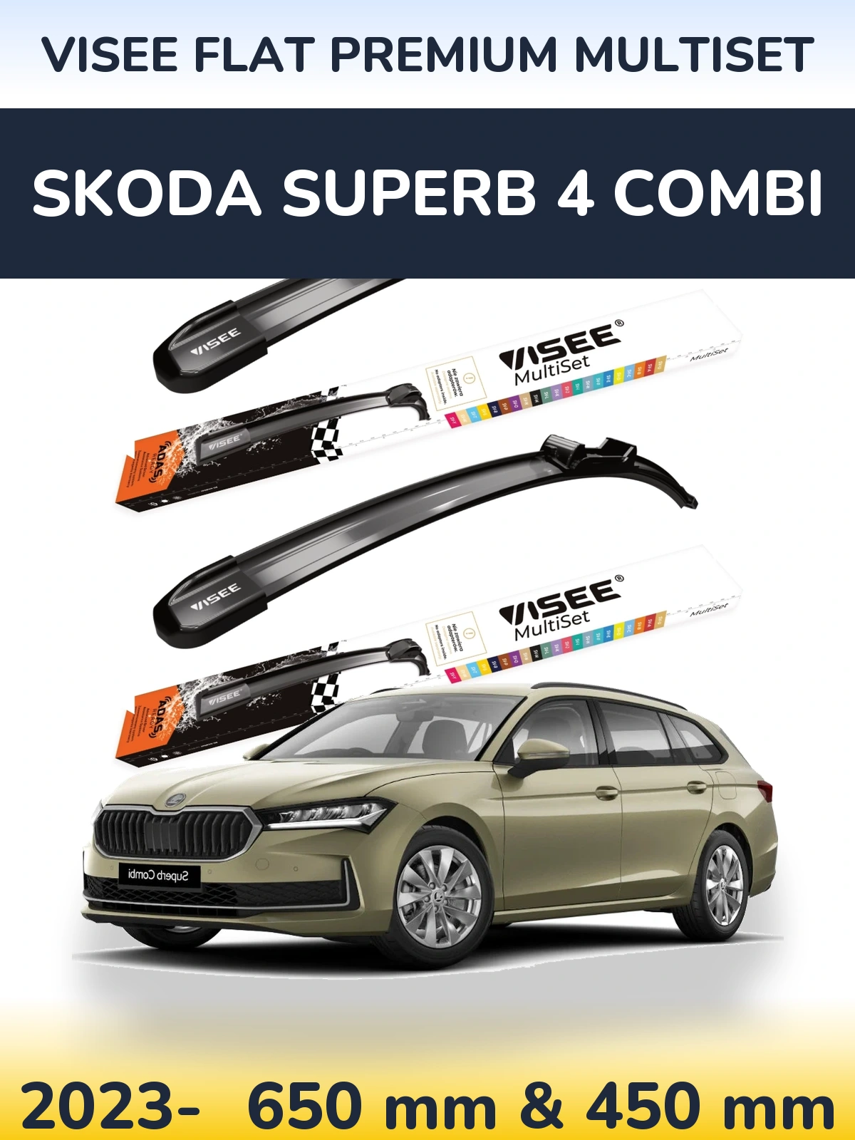 Torkarblad VISEE FLAT PREMIUM MultiSet för Skoda Superb 4 Combi