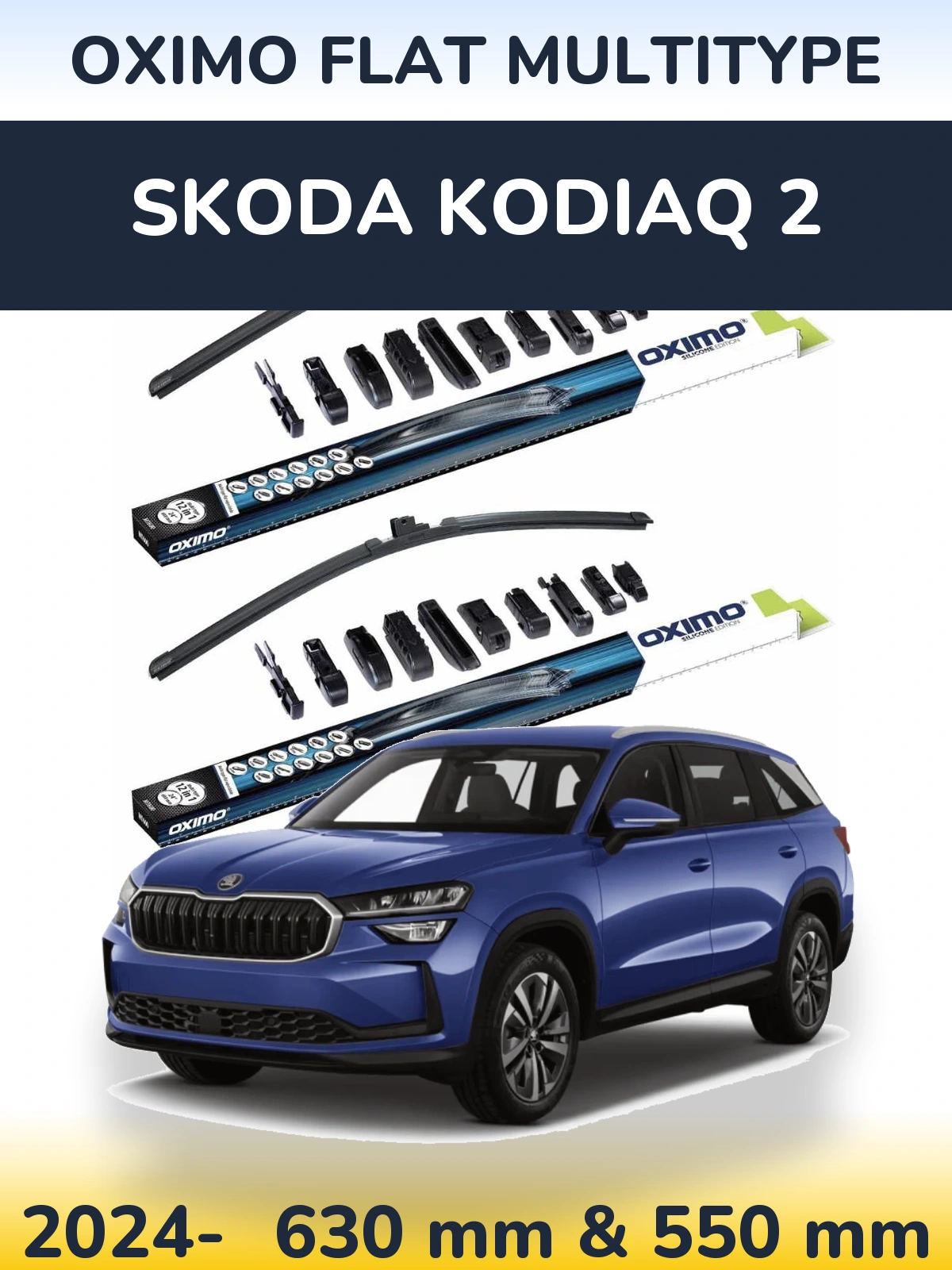 Front wiper blade set Oximo Flat MultiTypee 600 & 550 mm for Skoda Kodiaq 2 2024-2026