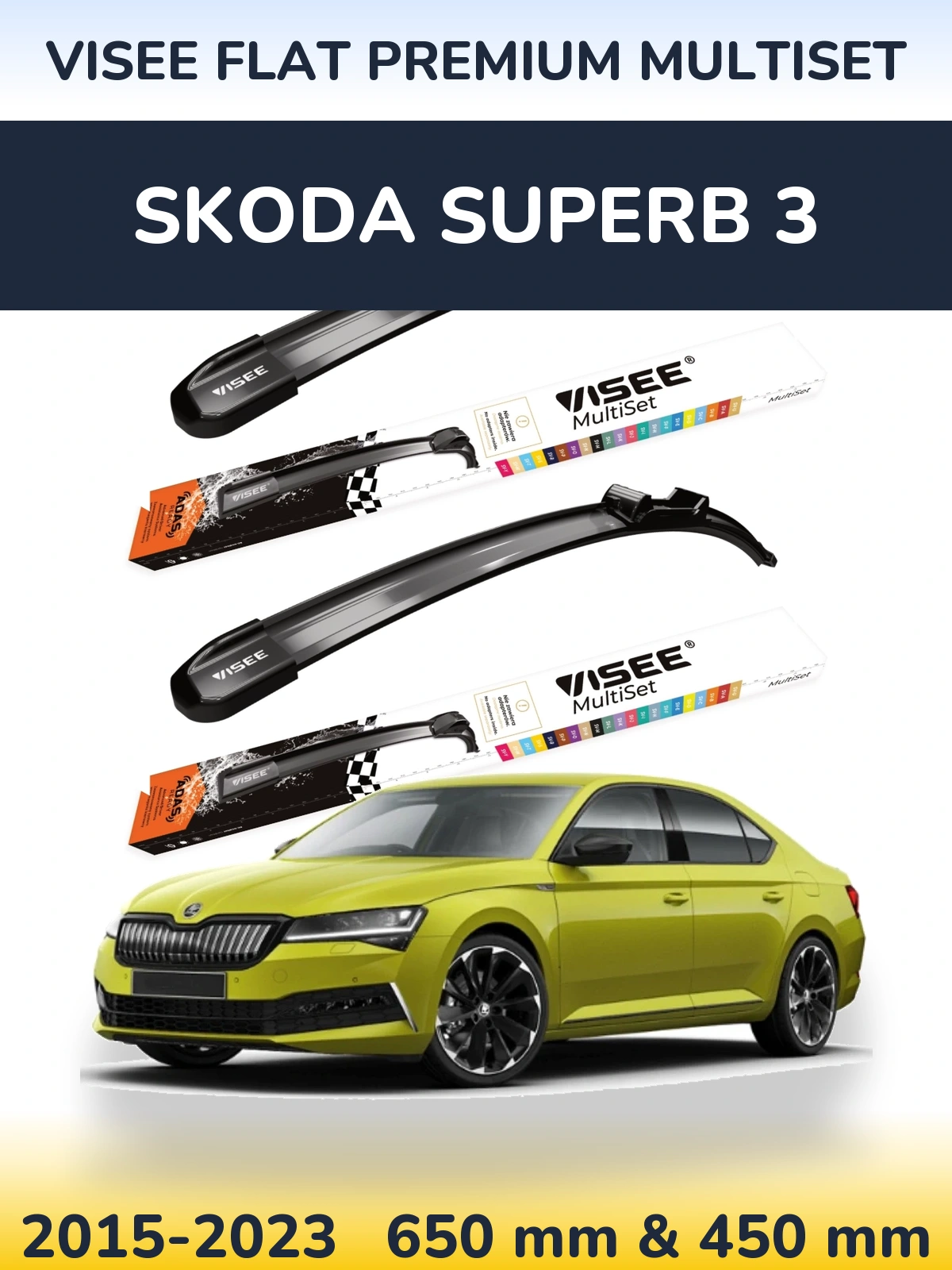 Torkarblad VISEE FLAT PREMIUM MultiSet för Skoda Superb 3