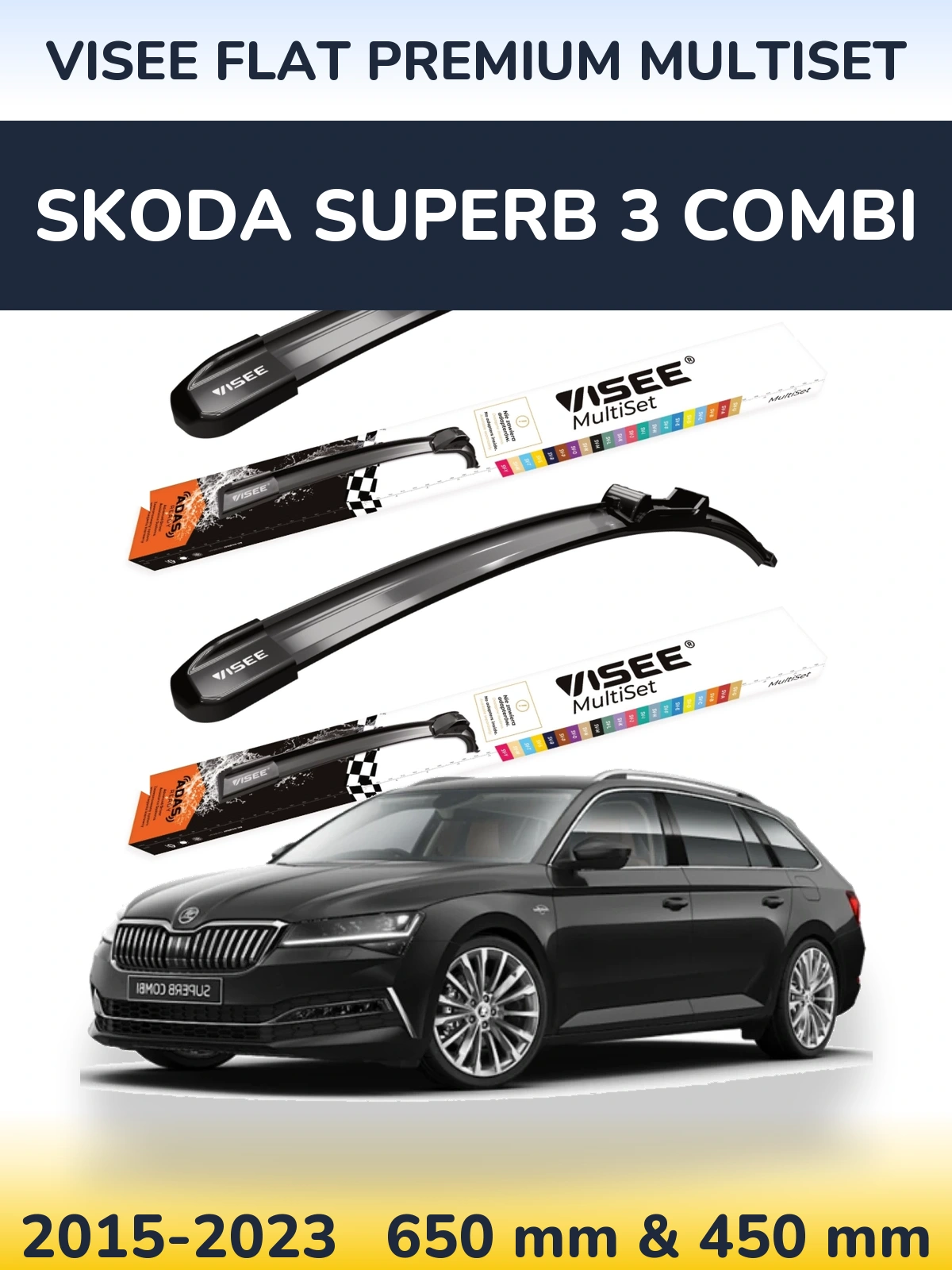 Torkarblad VISEE FLAT PREMIUM MultiSet för Skoda Superb 3 Combi