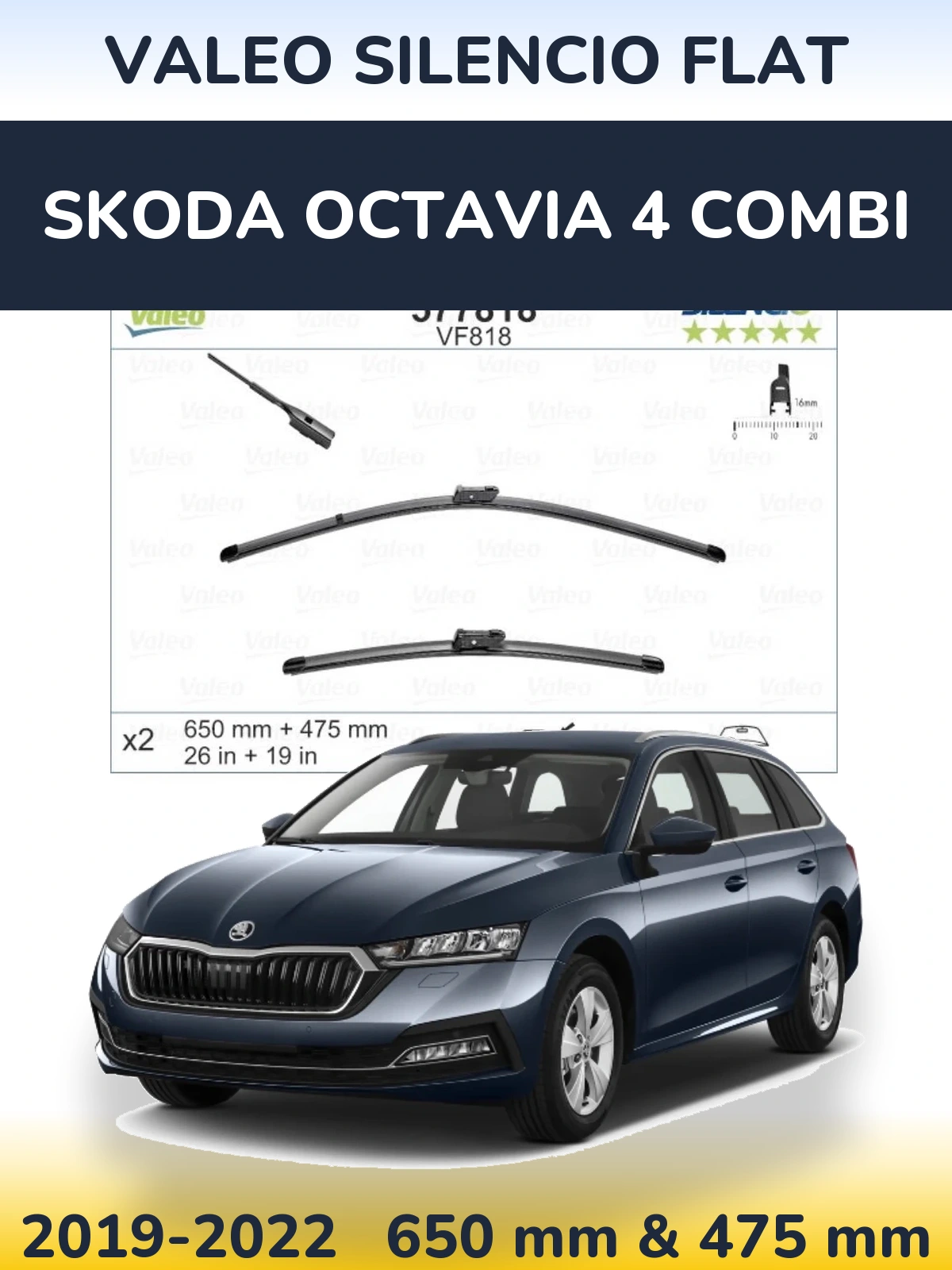 Torkarblad Valeo Silencio Flat för Skoda Octavia 4 Combi