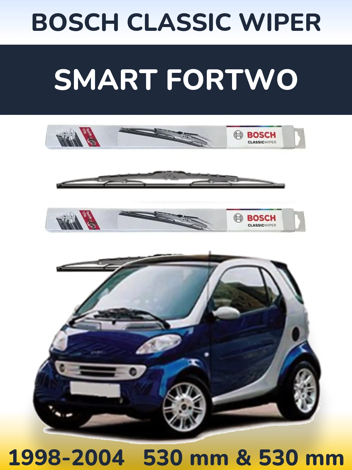 Torkarblad BOSCH Classic Wiper för Smart Fortwo