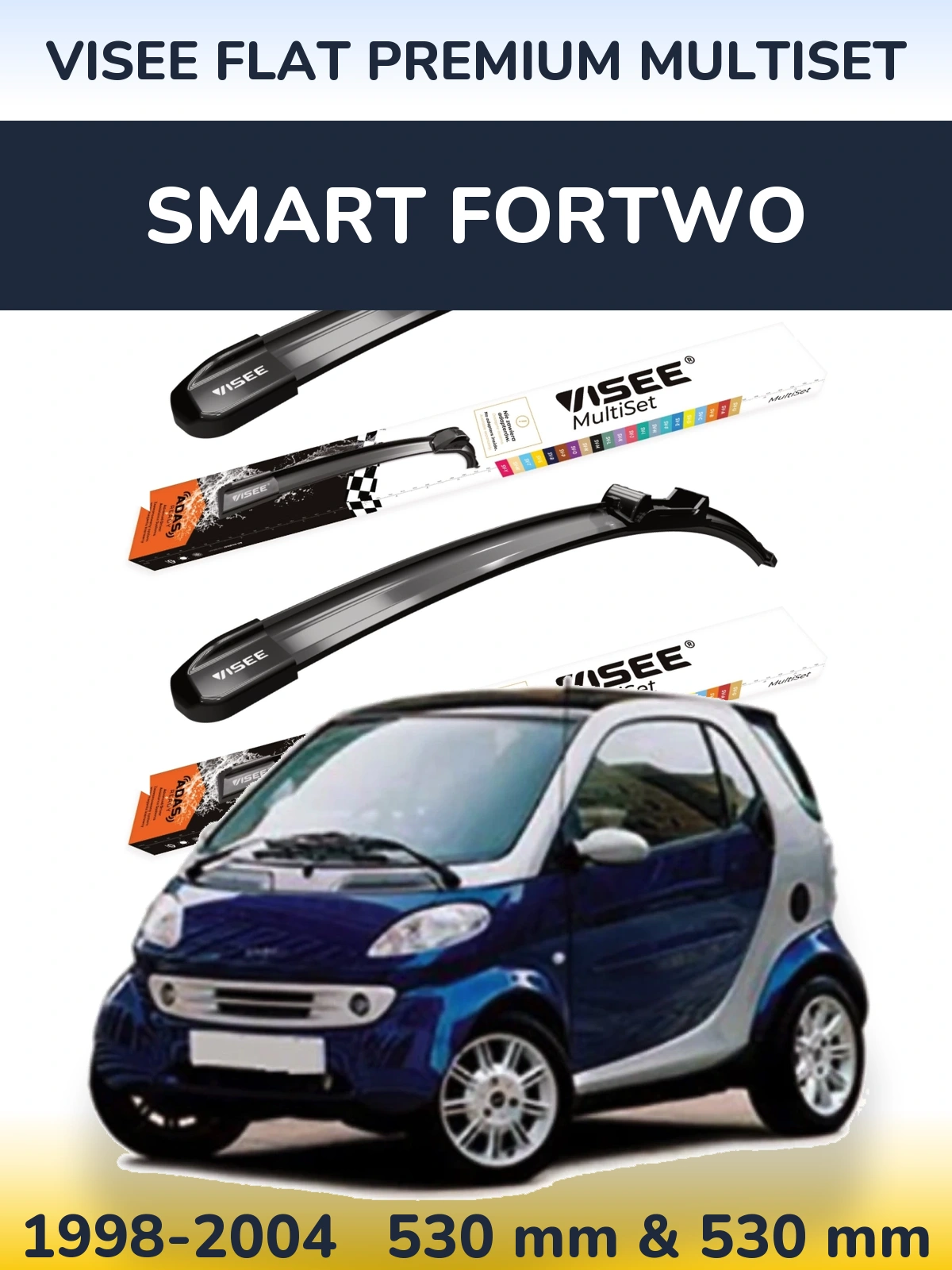 Torkarblad VISEE FLAT PREMIUM MultiSet för Smart Fortwo