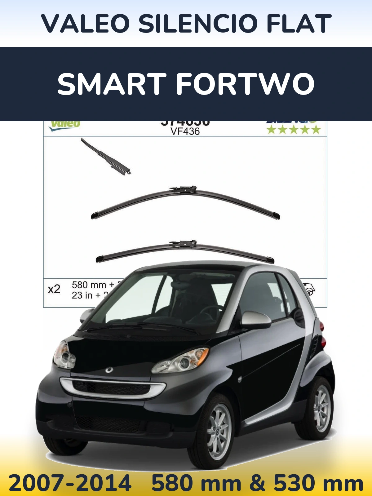 Torkarblad Valeo Silencio Flat för Smart Fortwo