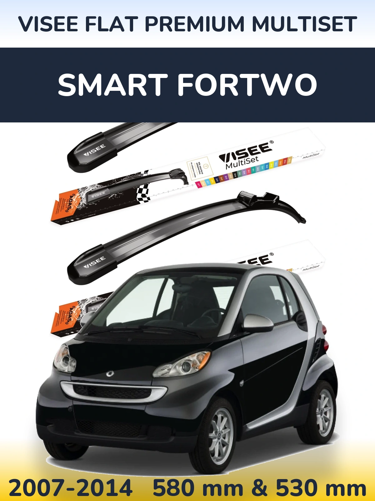 Torkarblad VISEE FLAT PREMIUM MultiSet för Smart Fortwo