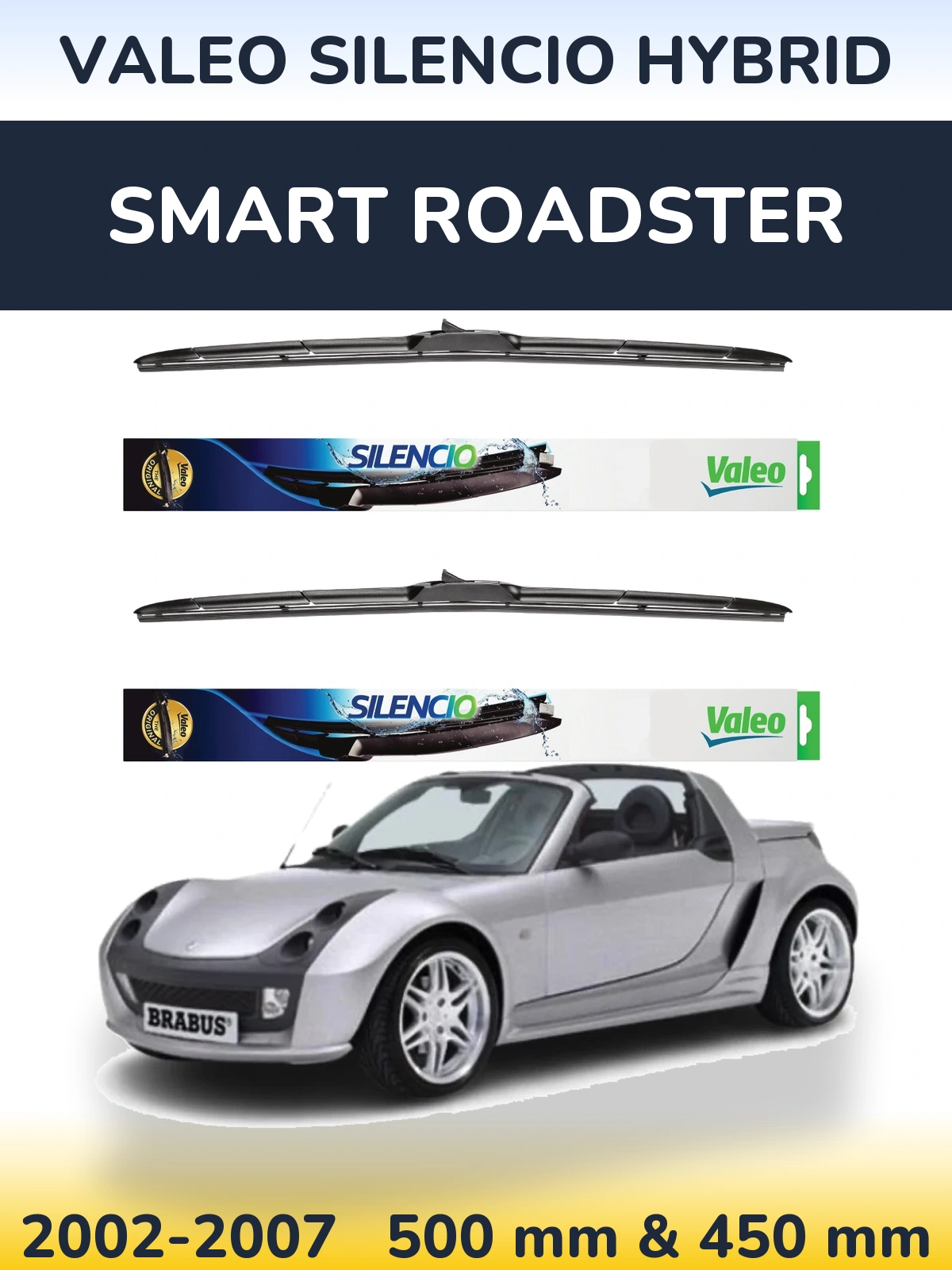 Torkarblad Valeo Silencio Hybrid för Smart Roadster
