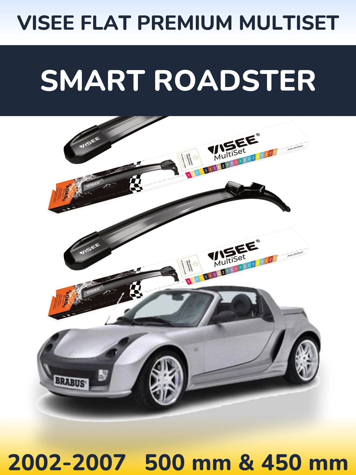 Torkarblad VISEE FLAT PREMIUM MultiSet för Smart Roadster
