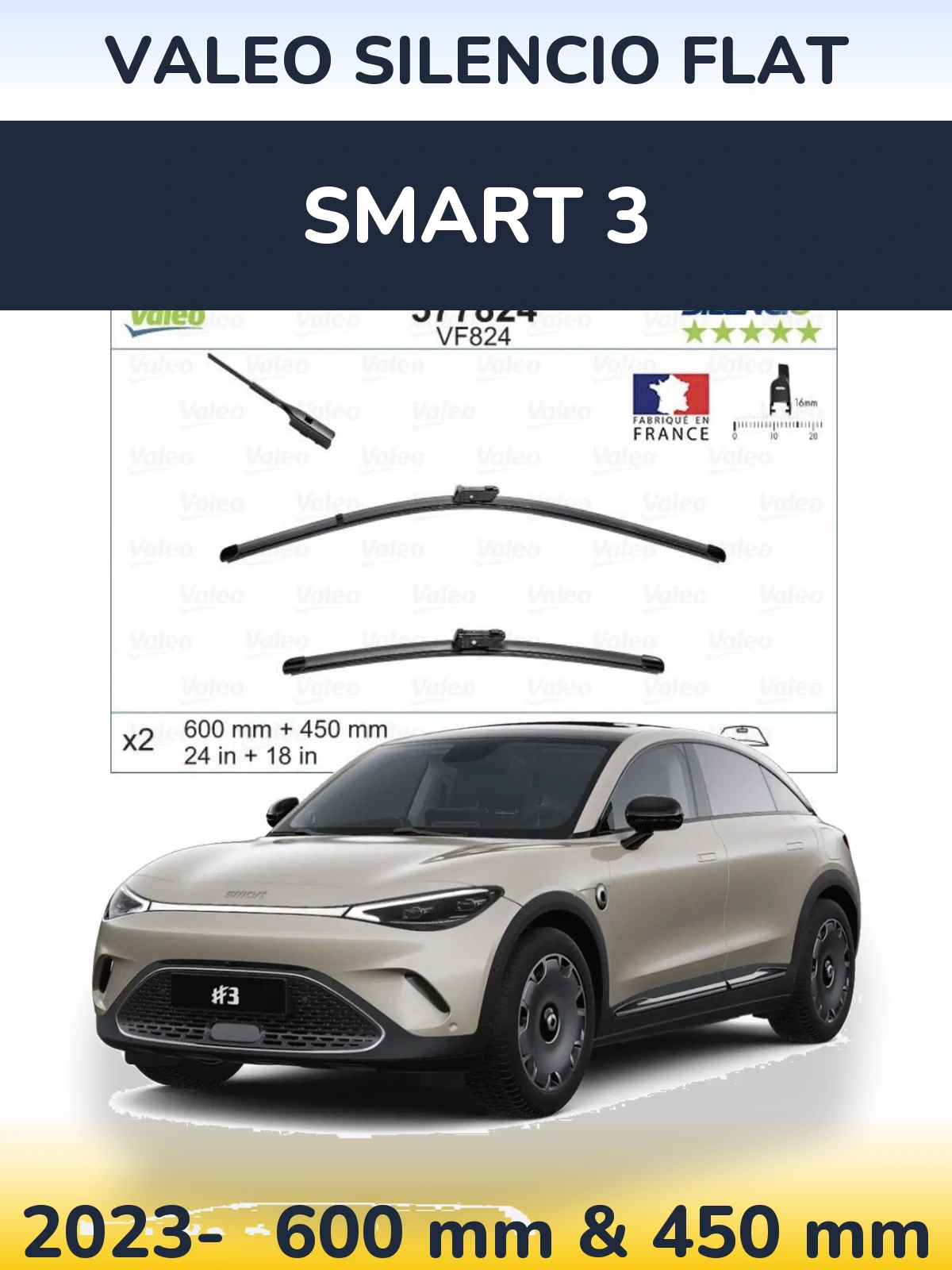 Torkarblad Valeo Silencio Flat för Smart 3