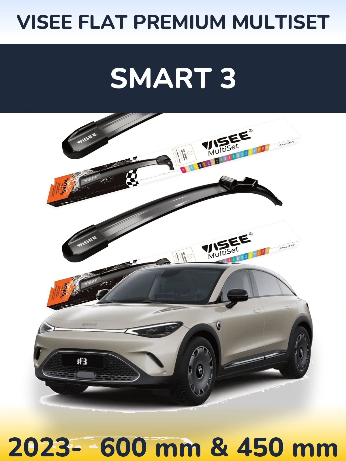 Torkarblad VISEE FLAT PREMIUM MultiSet för Smart 3