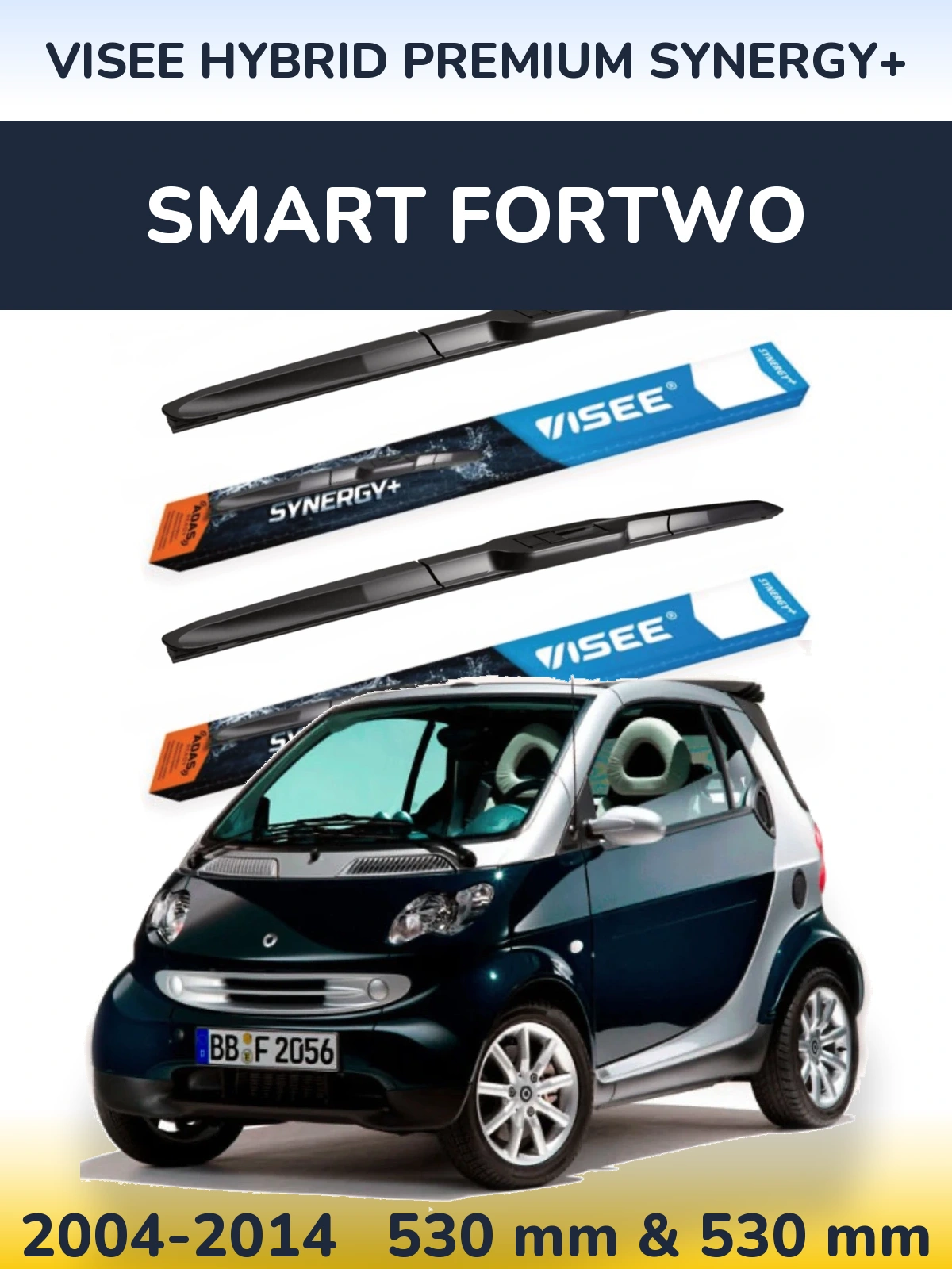 Комплект передних дворников VISEE HYBRID PREMIUM SYNERGY+ 530 & 530 мм для Smart Fortwo 2004-2014