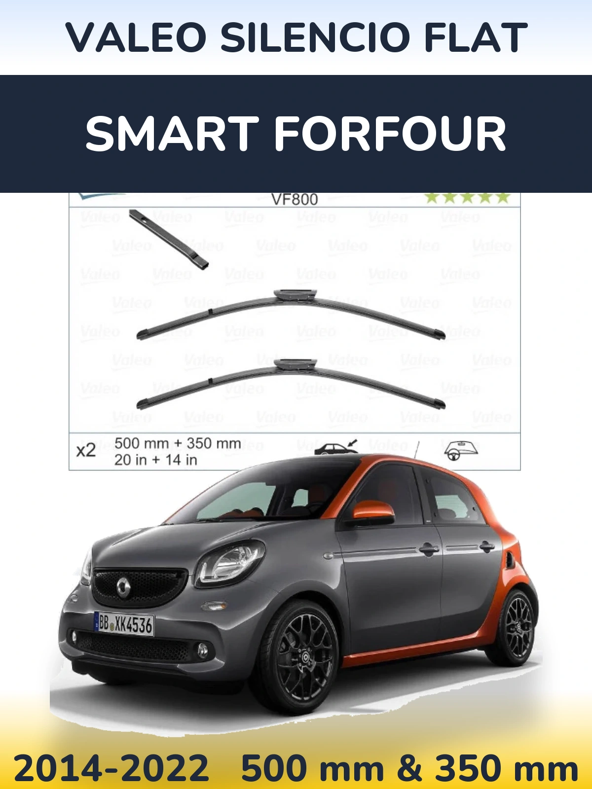 Torkarblad Valeo Silencio Flat för Smart Forfour