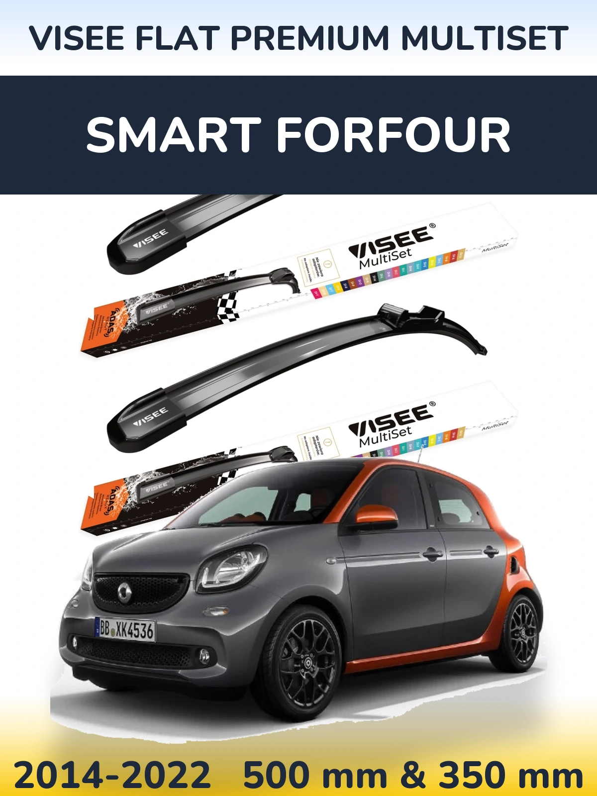 Torkarblad VISEE FLAT PREMIUM MultiSet för Smart Forfour