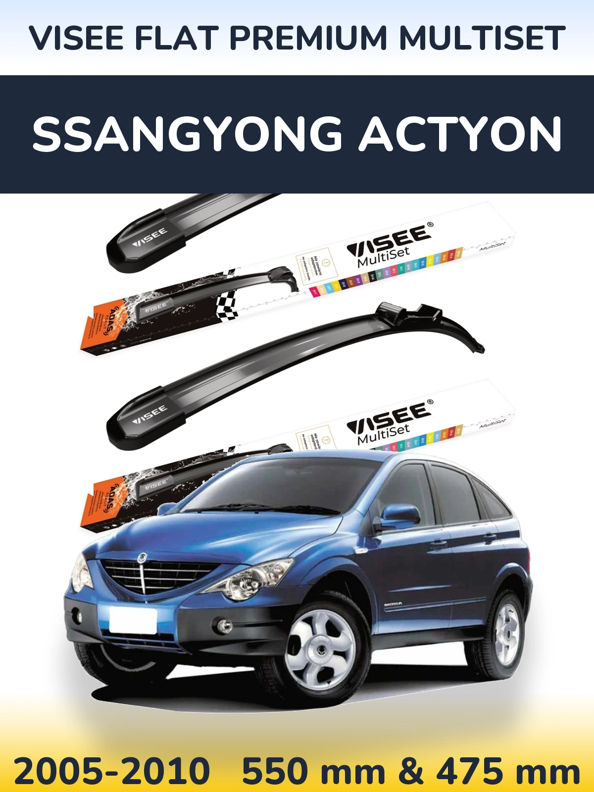 Torkarblad VISEE FLAT PREMIUM MultiSet för SsangYong Actyon