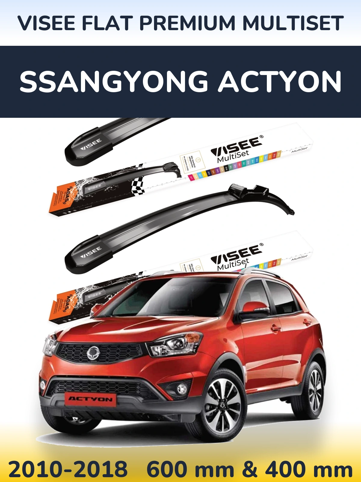 Torkarblad VISEE FLAT PREMIUM MultiSet för SsangYong Actyon
