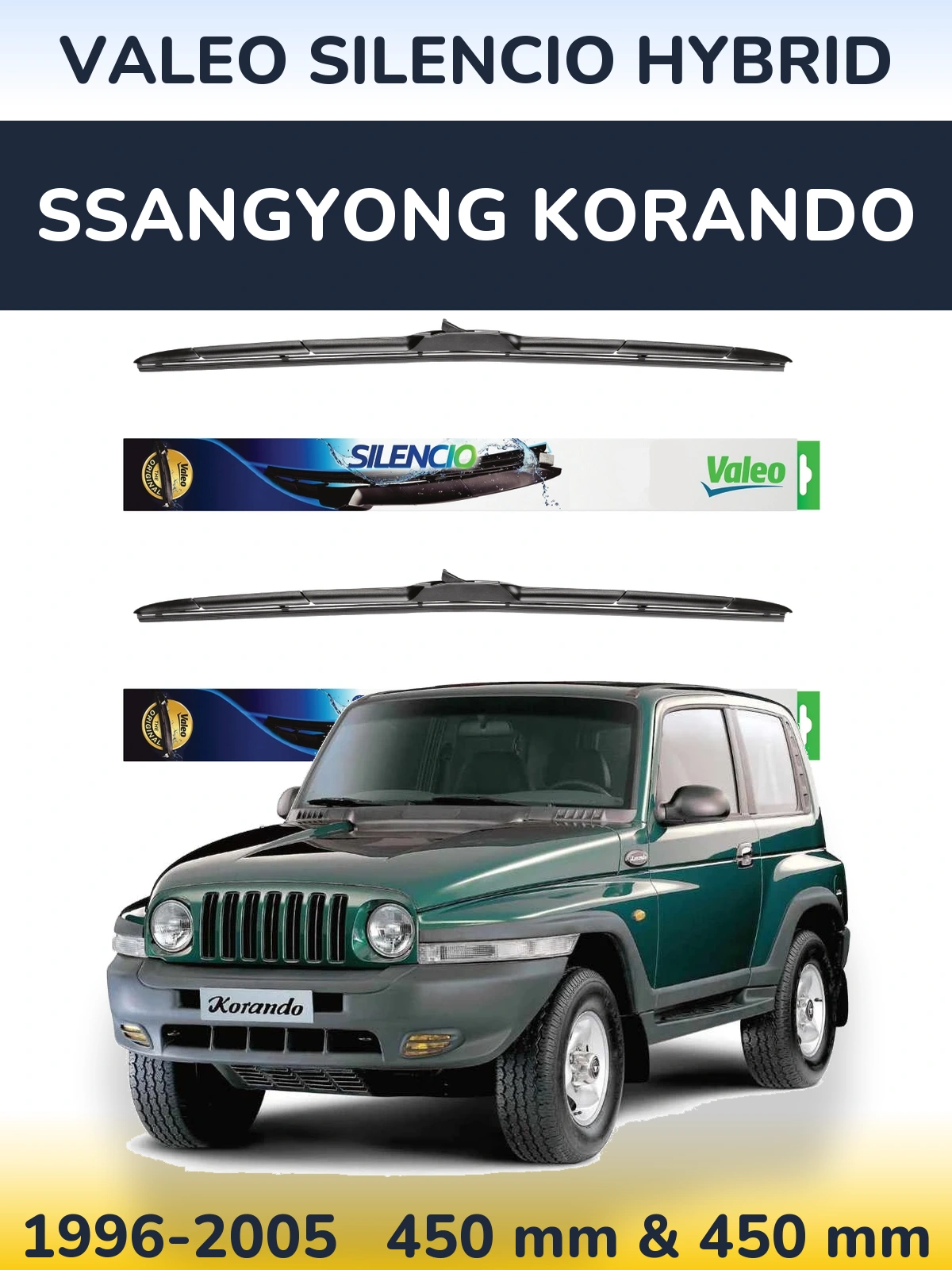 Torkarblad Valeo Silencio Hybrid för SsangYong Korando