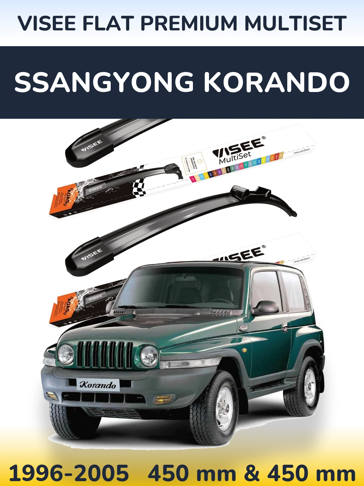 Torkarblad VISEE FLAT PREMIUM MultiSet för SsangYong Korando