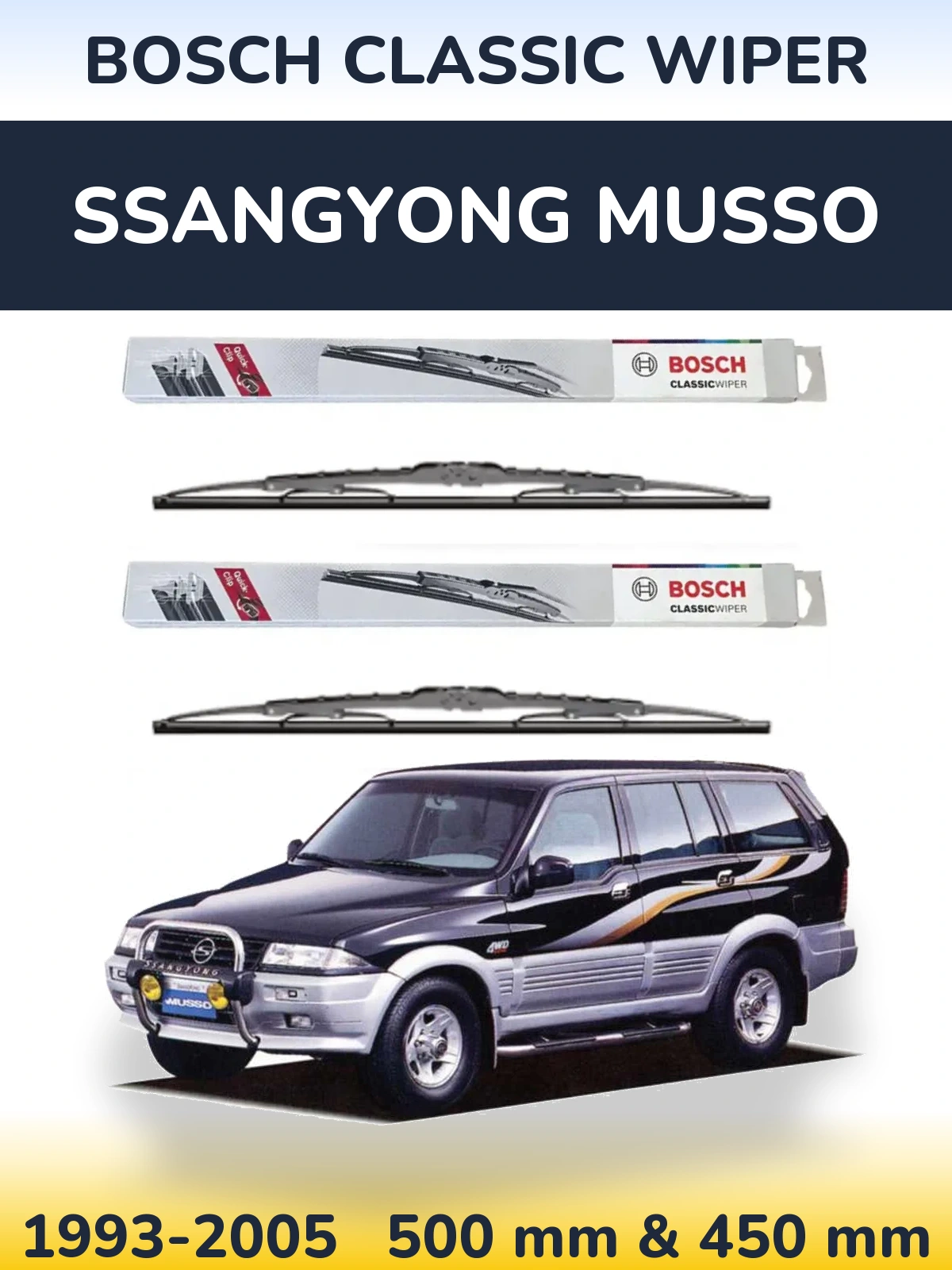 Torkarblad BOSCH Classic Wiper för SsangYong Musso