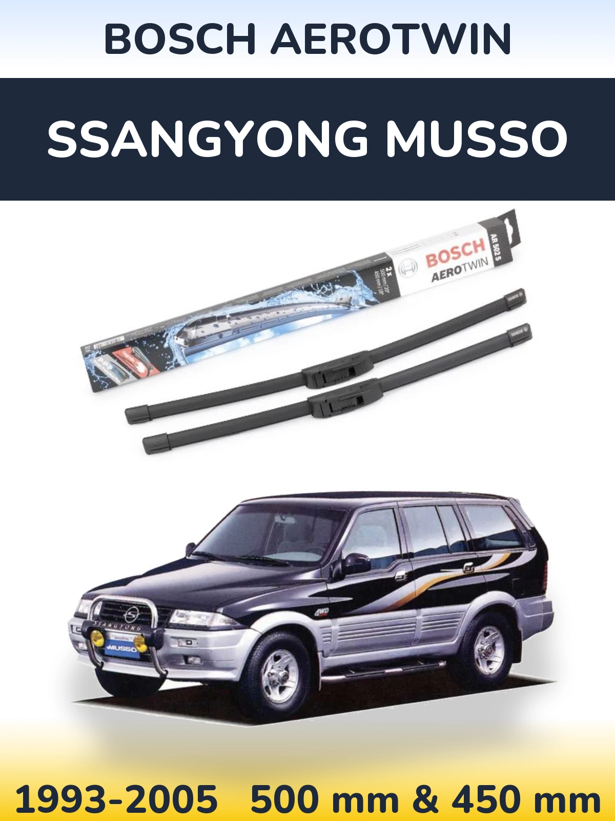 Torkarblad BOSCH AeroTwin för SsangYong Musso