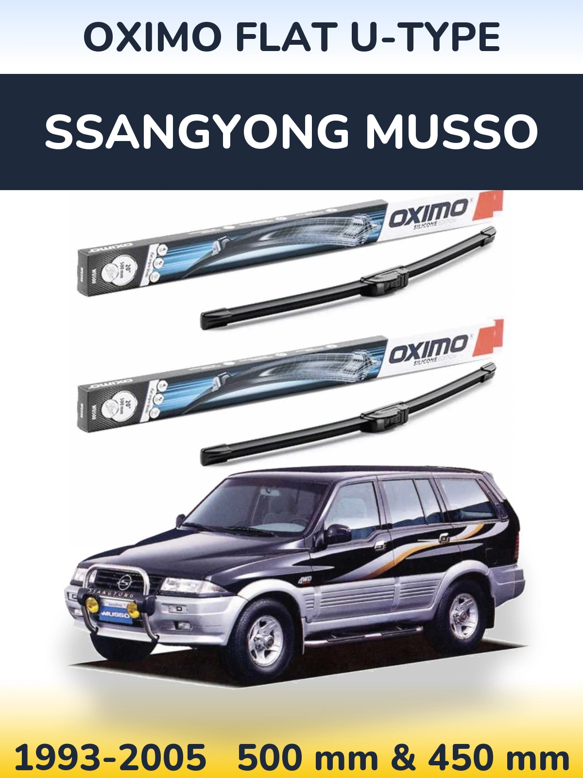 Torkarblad Oximo Flat U-type för SsangYong Musso
