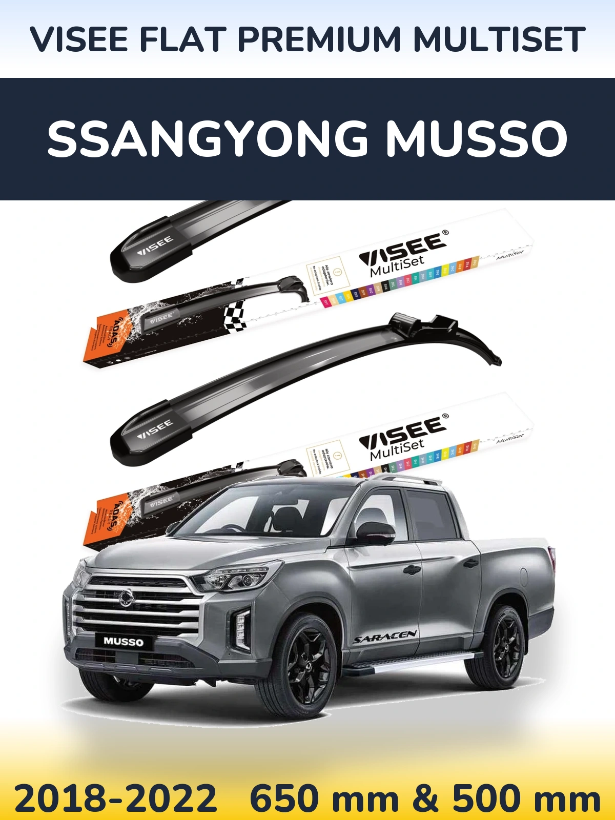 Torkarblad VISEE FLAT PREMIUM MultiSet för SsangYong Musso