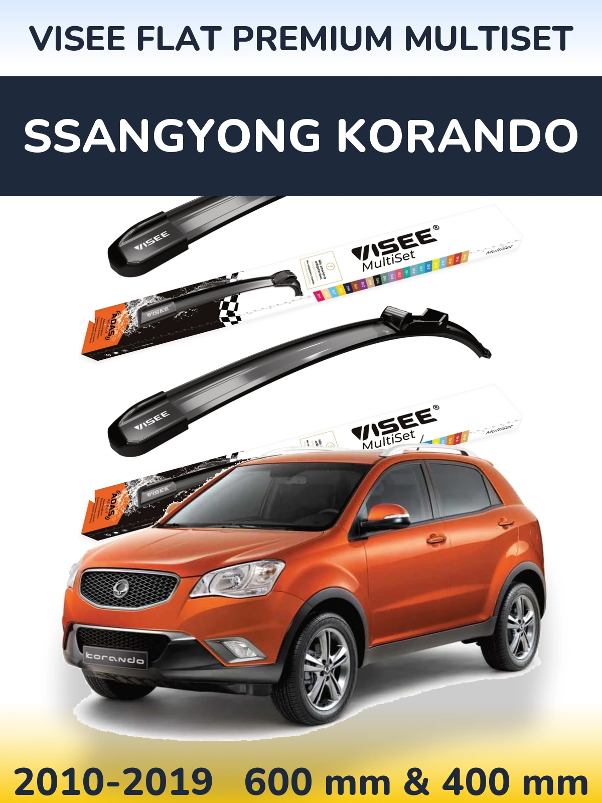 Torkarblad VISEE FLAT PREMIUM MultiSet för SsangYong Korando
