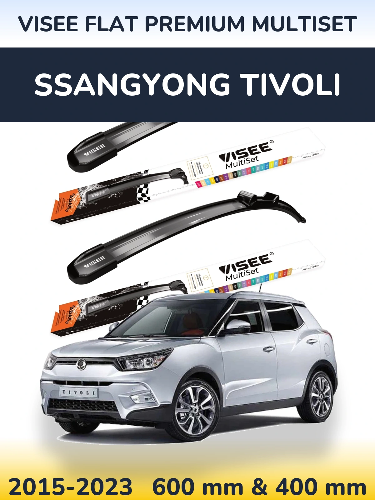 Torkarblad VISEE FLAT PREMIUM MultiSet för SsangYong Tivoli