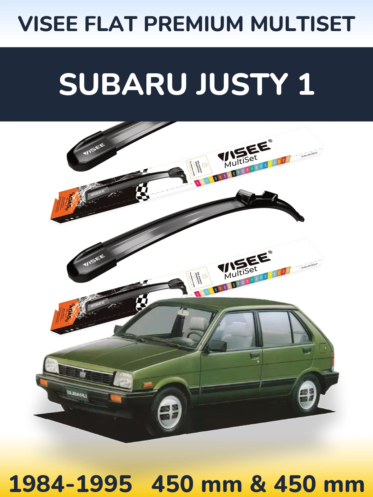 Torkarblad VISEE FLAT PREMIUM MultiSet för Subaru Justy 1