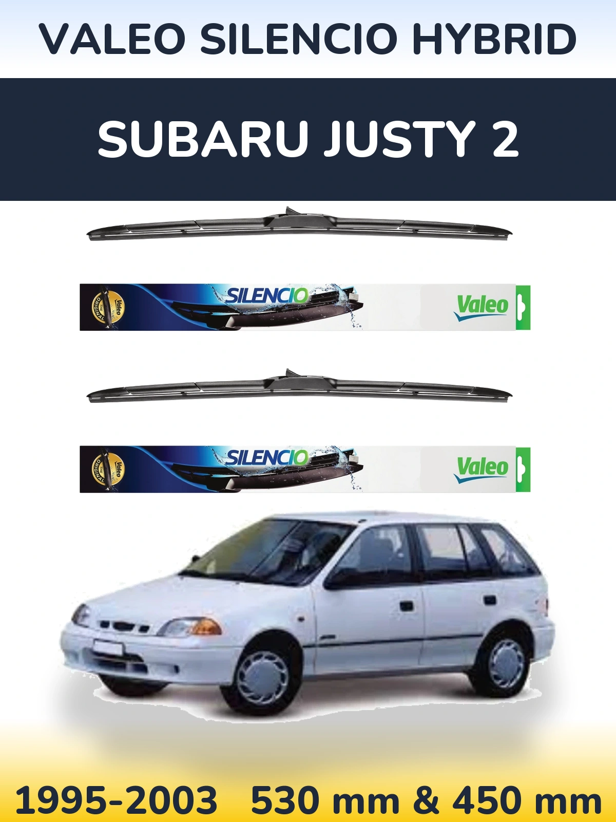 Torkarblad Valeo Silencio Hybrid för Subaru Justy 2