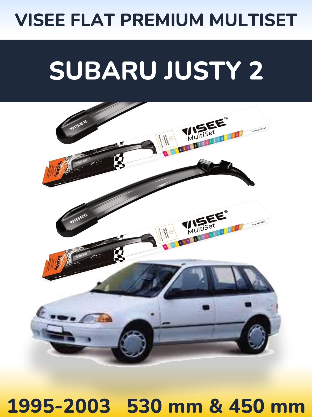 Torkarblad VISEE FLAT PREMIUM MultiSet för Subaru Justy 2